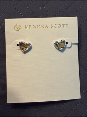 Kendra Scott Heart Stud Earrings - Iridescent Abalone - New